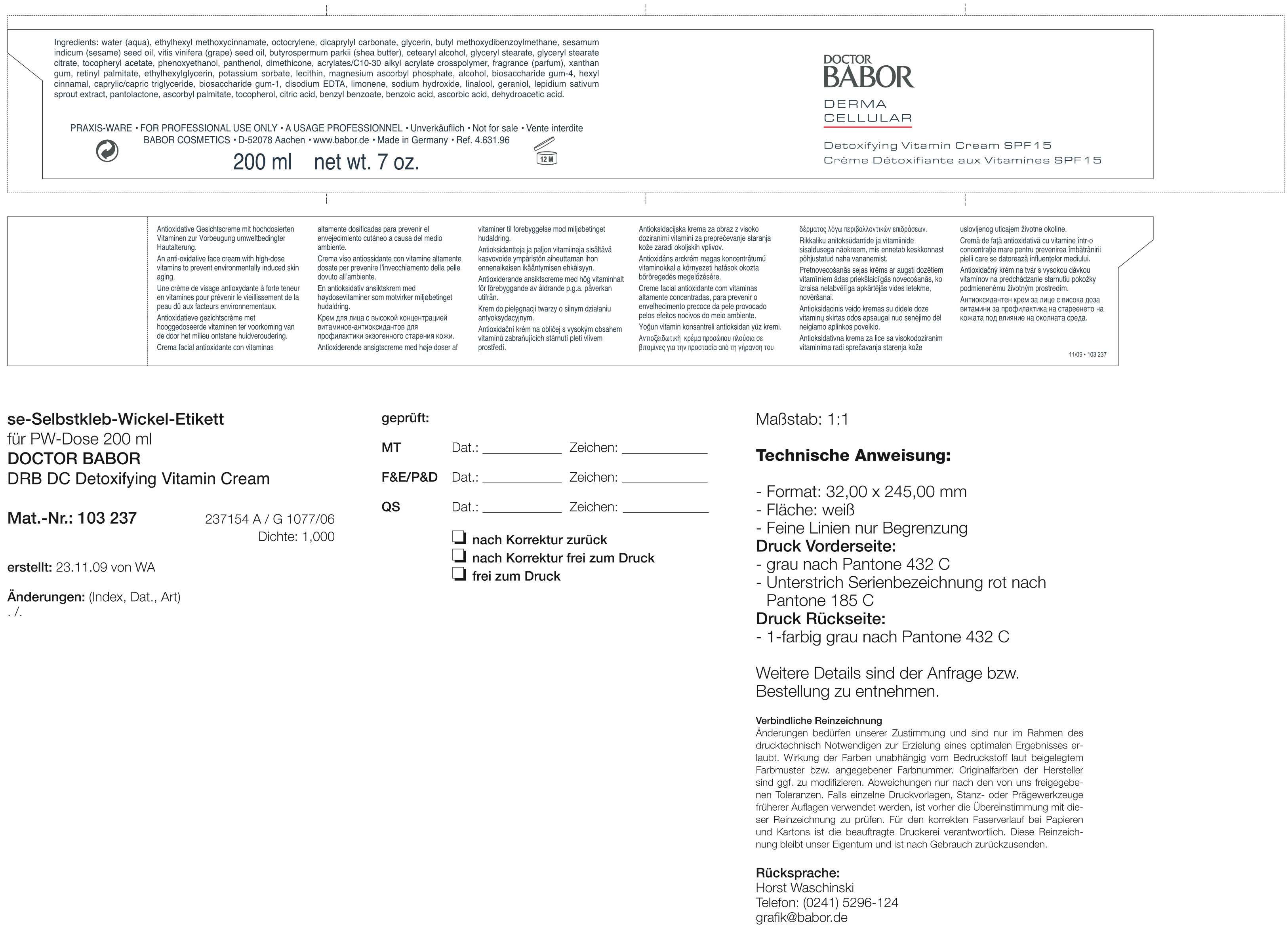 DR. BABOR DERMA Cellular Detoxifying Vitamin SPF 15